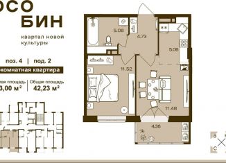 Продам 2-комнатную квартиру, 42.2 м2, Брянск
