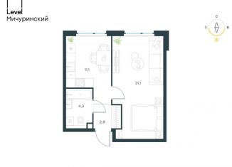 1-комнатная квартира на продажу, 39.3 м2, Москва, метро Мичуринский проспект