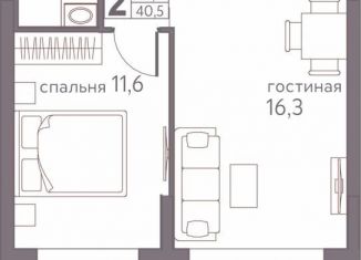 2-комнатная квартира на продажу, 40.5 м2, Пермь