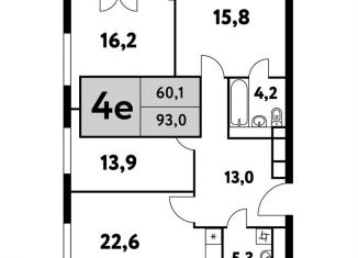 Продам 4-комнатную квартиру, 93 м2, Москва, Фестивальная улица, 15к24/3, район Левобережный