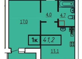 1-комнатная квартира на продажу, 41.2 м2, Иваново