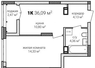 Продаю 1-комнатную квартиру, 36.1 м2, Нижний Новгород, метро Горьковская