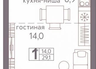 Квартира на продажу студия, 29.1 м2, Пермь, ЖК Погода