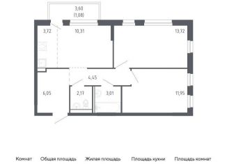 Двухкомнатная квартира на продажу, 56.5 м2, Тюмень, Ленинский округ
