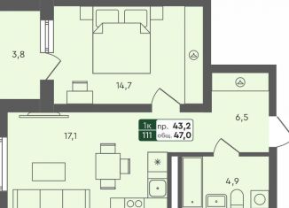 Продам 1-комнатную квартиру, 47 м2, Омская область