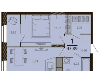 Продажа 1-комнатной квартиры, 43.9 м2, Рязанская область