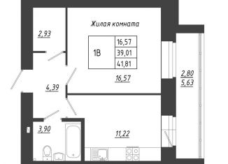 1-комнатная квартира на продажу, 41.8 м2, село Осиново