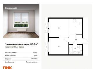 Продам однокомнатную квартиру, 39.6 м2, Москва, Бабушкинский район