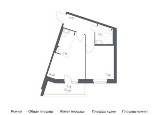 Продажа 2-комнатной квартиры, 43 м2, посёлок Песочный