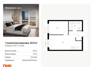 1-комнатная квартира на продажу, 32.5 м2, Московская область, жилой комплекс Ильинские Луга, к2.9