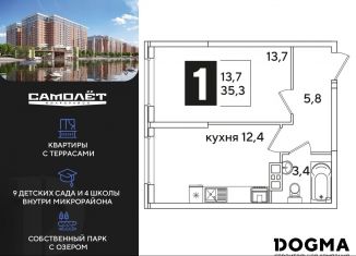 Продается 1-комнатная квартира, 35.3 м2, Краснодар, Прикубанский округ