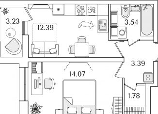 Продается 1-ком. квартира, 36.8 м2, Санкт-Петербург, метро Площадь Мужества