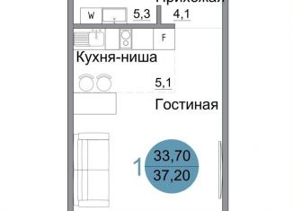 Продам 1-комнатную квартиру, 37.2 м2, Крым