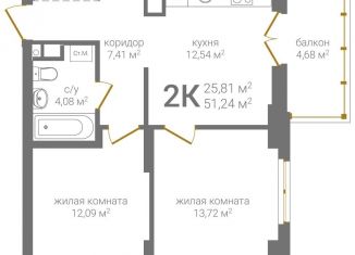 Продается 2-ком. квартира, 51.2 м2, Нижний Новгород, метро Горьковская, 2-я Оранжерейная улица, 6А