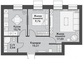 2-комнатная квартира на продажу, 51.4 м2, поселок Октябрьский