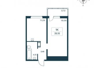 Продается 1-комнатная квартира, 39.2 м2, Ленинградская область