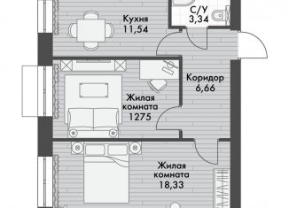 Продается двухкомнатная квартира, 52.6 м2, поселок Октябрьский