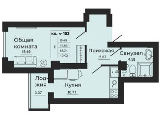 Продается 1-комнатная квартира, 40 м2, Батайск, улица 1-й Пятилетки, 2А