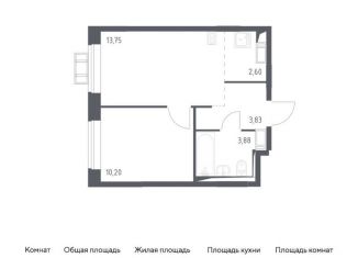 1-комнатная квартира на продажу, 34.3 м2, Московская область, микрорайон Пригород Лесное, к12.2