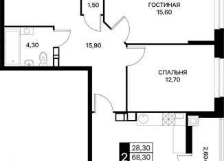 2-ком. квартира на продажу, 70.9 м2, Ростовская область