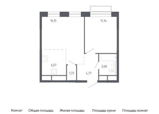 Продам 1-комнатную квартиру, 43.4 м2, Московская область, площадь Славы