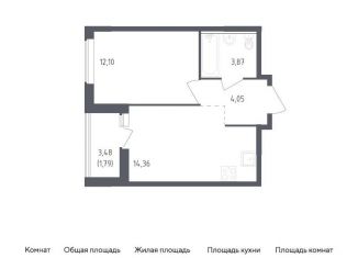 Продажа 1-комнатной квартиры, 36.2 м2, деревня Новосаратовка