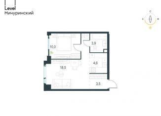 Продается двухкомнатная квартира, 40.5 м2, Москва, метро Мичуринский проспект, жилой комплекс Левел Мичуринский, к1