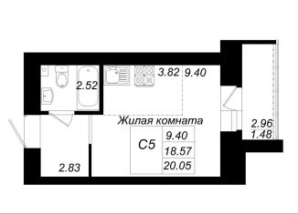 Продается квартира студия, 20.1 м2, село Осиново, улица Марата Ахметшина, 3
