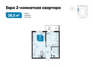 Однокомнатная квартира на продажу, 38.5 м2, Новороссийск, ЖК Облака, улица Куникова, 55к1
