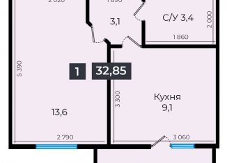 Продаю однокомнатную квартиру, 32.9 м2, Ставропольский край, улица Южный Обход, 53В