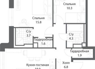 Продается 2-ком. квартира, 64.4 м2, Москва, ЖК Нагатино Ай-Ленд, жилой комплекс Нагатино Ай-Ленд, к1