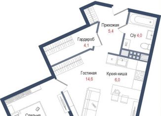 Продам двухкомнатную квартиру, 44.4 м2, Московская область