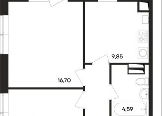 Продажа 2-комнатной квартиры, 55.1 м2, поселок городского типа Заозерное