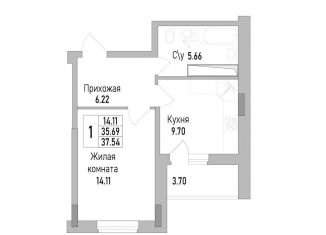 Однокомнатная квартира на продажу, 37.5 м2, Воронеж, проспект Труда, 139к2