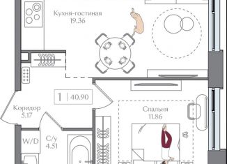 Продажа однокомнатной квартиры, 40.9 м2, Москва, ВАО