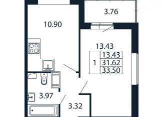 Продаю 1-комнатную квартиру, 35.4 м2, Мурино