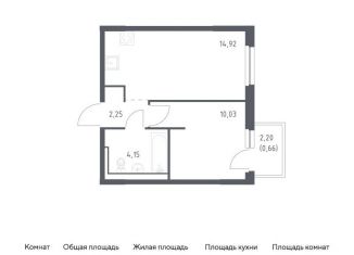 1-комнатная квартира на продажу, 32 м2, деревня Новосаратовка
