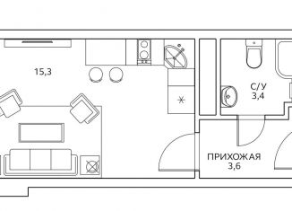 Квартира на продажу студия, 22.3 м2, Москва, метро ЦСКА