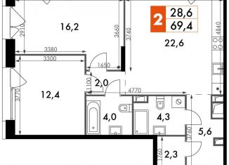 Продам двухкомнатную квартиру, 69.4 м2, Москва, метро Бабушкинская