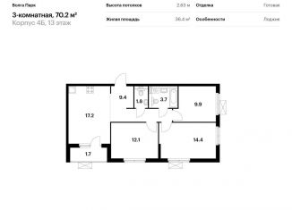Продажа 3-комнатной квартиры, 70.2 м2, Ярославль, жилой район Сокол