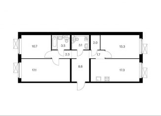 Продажа трехкомнатной квартиры, 79.6 м2, рабочий посёлок Боброво, Крымская улица, 19