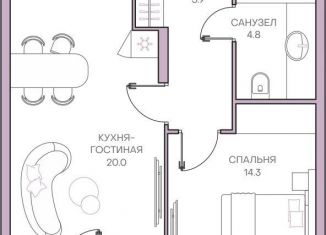 Продам 1-комнатную квартиру, 48.8 м2, Пенза, Ленинский район