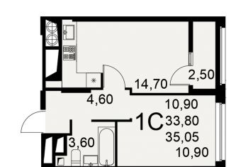 1-комнатная квартира на продажу, 35.1 м2, Рязань, Интернациональная улица, 20, ЖК Легенда