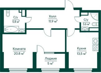 Продажа 1-ком. квартиры, 61.4 м2, Самара, метро Российская