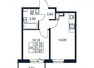 Продам 1-комнатную квартиру, 35.4 м2, Мурино