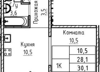 Однокомнатная квартира на продажу, 30.1 м2, Барнаул, Павловский тракт, 196Ак1, Индустриальный район