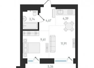 Продажа 2-комнатной квартиры, 34.3 м2, Новосибирск, жилой комплекс Русское солнце, 2, метро Заельцовская