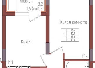 Продам однокомнатную квартиру, 33.7 м2, Калининград