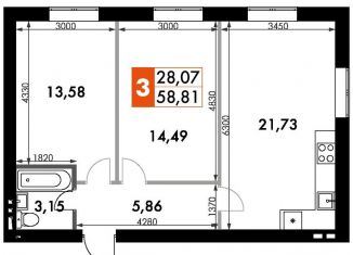 Продажа 2-комнатной квартиры, 56.8 м2, Московская область, улица Парк Апрель, 44