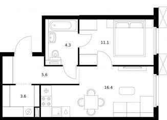 Продажа 1-комнатной квартиры, 41 м2, деревня Утечино, жилой комплекс Савин Парк, к5